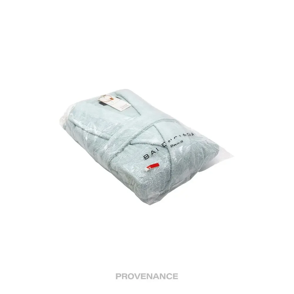 🔴 Balenciaga BB Logo Embroidered Robe - Powder Blue Terry
